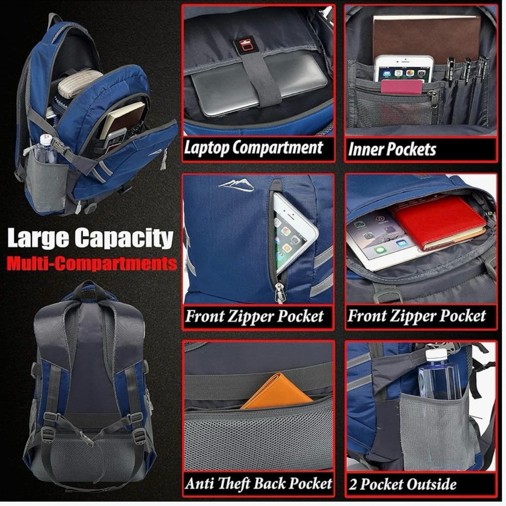 NWT ProEtrade backpack/book bag, fits laptop up to 15.6”, multi compartment,USB - Picture 4 of 7